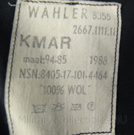 KMAR Marechaussee DT broek 1988 - 100% wol - blauw met donkerblauwe dunne bies - maat 94/85 - origineel