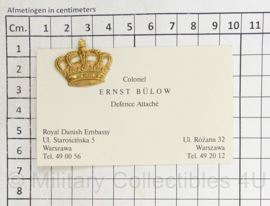 Visitekaartje van de Attache van de Poolse ambassade met metalen kroon - origineel