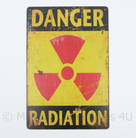 Metalen plaat DANGER RADIATION  - 30 x 20 cm.