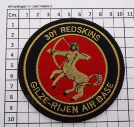 KLu Koninklijke Luchtmacht Gilze Rijen Air Base embleem "301 Redskins" -  met klittenband - diameter 10 cm