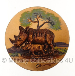 Souvenir afkomstig van missie Zimbabwe Neushoorn - Alwayne Copper Products - origineel