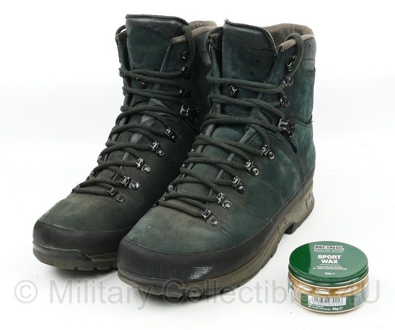 Meindl M2 legerkisten met een blikje sport wax - Maat 275B - gedragen - origineel