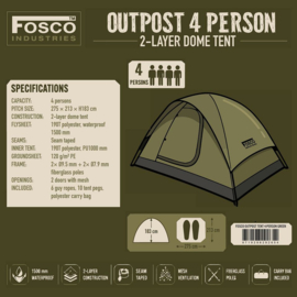Fosco Outpost 4-persoons 2-laags koepeltent