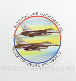 KLU Koninklijke Luchtmacht Werk op Niveau 070-49 34 22 sticker - diameter 9 cm - origineel