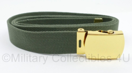 KMARNS Korps Mariniers en Defensie broekriem riem webbing legergroen messing gesp 155 cm.(is in te korten)  - nieuw in verpakking - origineel