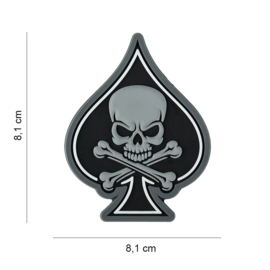 Embleem 3D PVC met klittenband - Ace of Spades Skull and Bones - 8,1 x 8,1 cm.