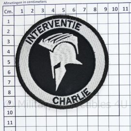 Nederlandse Politie "Interventie Charlie" embleem Black/grey- met klittenband - diameter 9 cm
