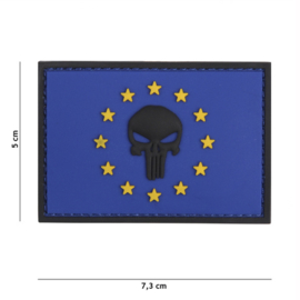 Embleem 3D PVC met klittenband - Punisher EU - blauw  -7,3 x 5 cm.