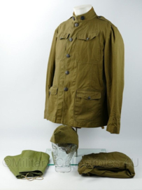 WO1 US Army M1902 zomer uniform set compleet met schuitje en M1910 gaiters - maat Extra Large - origineel
