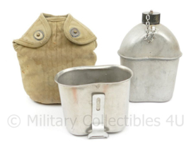 WO2 US veldfles set RVS beker en aluminium fles 1943 - origineel