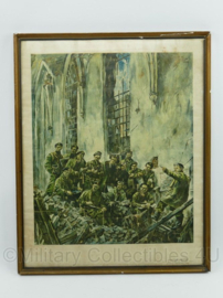 Poster van het schilderij The Battle of Doetinchem door Meijerink 1945 - 51 x 41,5cm - origineel