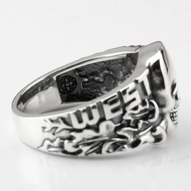 WestWall met doodskop ring - echt zilver - maat 8, 9