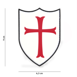 Embleem Crusader Wit / rood - Klittenband - 3D PVC - 6,3 x 9 cm.