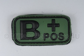 Embleem Bloedgroep B+ positief - GROEN / ZWART- Klittenband - 3D PVC - 5 x 2,5 cm.