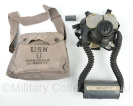 WO2 USN US Navy Gas Mask ND Mark IV met filter en tas - ongebruikt - origineel