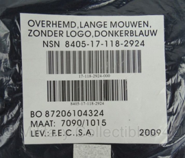 Defensie overhemd Lange Mouwen  zonder logo Donkerblauw- lange mouw - donker blauw - maat 7090/1015 - nieuw in de verpakking - origineel