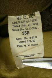 WO2 US Army Class A jacket 1942 - Rang Corporal - maat 35R = NL maat 45R = XS - origineel