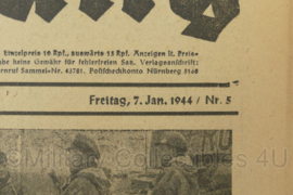 WO2 Duitse krant Frankische Tageszeitung met Wehrmacht soldaten in Wendejacke nr. 5 7 januari 1944 - 47 x 32 cm - origineel
