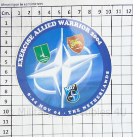 Duits Nederlandse Corps NRF exercise Allied Warrior 2004 sticker - diameter 10 cm - origineel