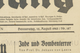 WO2 Duitse krant Frankische Tageszeitung nr. 187 12 augustus 1943 - 47 x 32 cm - origineel