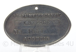 WO2 Duitse SS amt fur Sicherungssaufgaben ID marke - SS Heimwehr Danzig - afmeting 5,5 x 4 cm - replica