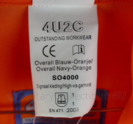 Nieuwe blauw/oranje werk overall  - merk  4u2C - maat 52 - nieuw met kaartje eraan! - origineel