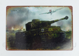 Metalen plaat met Tiger Tank - 30 x 20 cm.