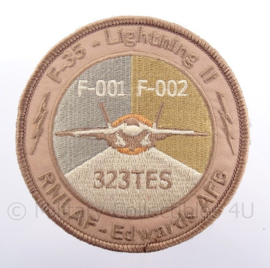 KLu Koninklijke Luchtmacht RNLAF-Edwards AFB embleem "F-35 Lightning II" - met klittenband - diameter 10 cm
