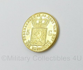 Nederlandse Vijf Gulden munt Koning Willem II 1843 - replica