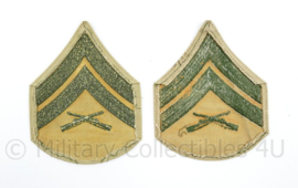 USMC US Marine Corps rang emblemen green on khaki - Corporal - 11,5 x 9 cm - origineel