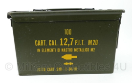 Italiaanse Cal 12,7 PIT M20 / cal.50 munitiekist- ook handig als accu opslag kist - 30 x 15,5 x 18,5 - origineel