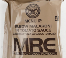 US Army MRE los rantsoen - Meal Ready to Eat - Menu 12 Elbow Macaroni in tomato sauce  - in houdbaar tot 3-2027