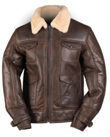 USN US Navy B4 lederen Pilotenjas Bomber Jacket Flight Jacket Sheepskin Leather brown - echt leer en schaapsvel