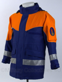 Duitse Jugendfeuerwehr parka met voering - donkerblauw met oranje - maat 86 cm. borstomtrek - ongedragen - origineel