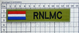 Naamlint RNLMC Royal Netherlands Marine Corps - met klittenband - zwart op groen - 13,2 x 3 cm - nieuw gemaakt