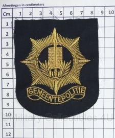 Nederlandse Gemeentepolitie embleem goudkleurige tekst - zeldzaam - 10 x 8 cm - origineel