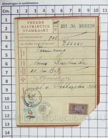 Nederlandse WO2  Tweede distributie Stamkaart  - 13 x 10 cm - origineel