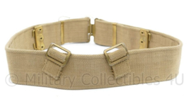 Wo2 Britse P37 Koppel khaki Webbing  - messing gespen -  88 x 5,5 cm - origineel