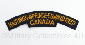 Canadese leger Hastings & Prince Edward Regiment Canada shoulder title - 14 x 4 cm - origineel