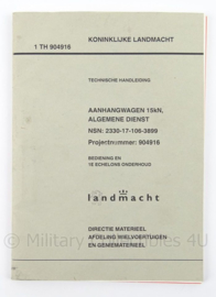 KL Landmacht Technische Handleiding Aanhangwagen 15kw algemene dienst - TH904916 - afmeting 21 x 15 cm - origineel