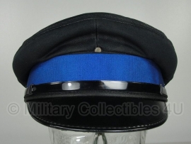 Politie platte pet - zonder insigne - zwart met blauwe band (is te verwijderen) - maat 56 of 57 cm - origineel