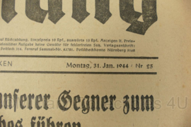WO2 Duitse krant Frankische Tageszeitung nr. 23 31 januari 1944 - 47 x 32 cm - origineel