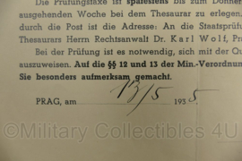 WO2 Duits Staatsprufungskommission oproepformulier 1935 - 20,5 x 17 cm - origineel
