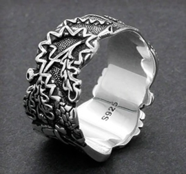 Doodskop ring breed model - 925 sterling zilver ! - size 8 of 9