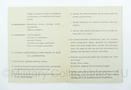 MVO instructiekaart nr. 13 - uit 1951 - gegevens voor wachten en posten te velde - origineel