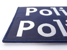 Belgische donkerblauwe Politie Police embleem rugstrook "Police Politie"- met klittenband - 24,5 x 15 cm