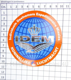 klu Luchtmacht sticker IDEM Inividuele Deelnemers Expeditionaire Missies  - diameter 10 cm -origineel