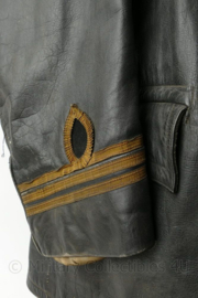 Vintage Brandweer kunstlederen jas met broek en bretels - maat 52 - origineel