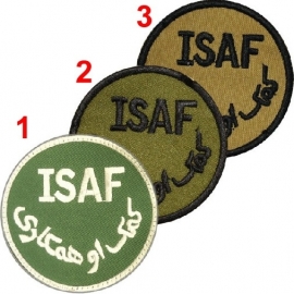 ISAF patch Afghanistan -  6 cm. diameter - alleen nog in Coyote (nr. 3 )