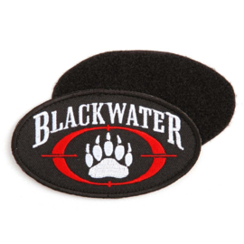 Embleem stof ovaal blackwater -  met klittenband - 11 x 6,2 cm.